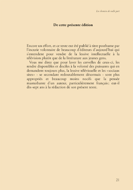 Page 21, extrait de texte de Les chemins de nulle part, version littéraire